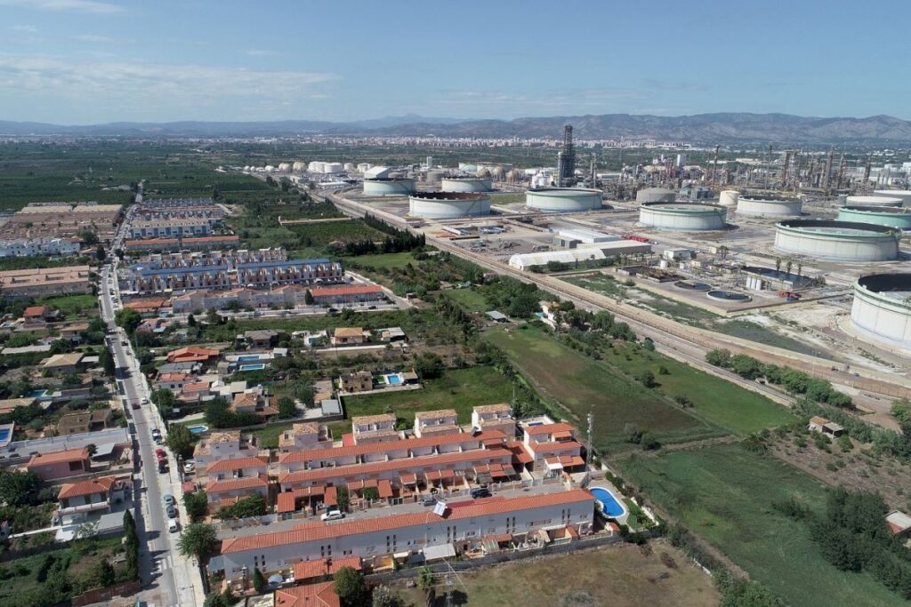 polígono industrial visto desde un dron